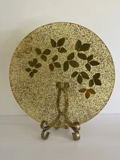 Vintage Bilmar Acrylic Lucite Serving Plate / Platter Leaves Glitter MCM