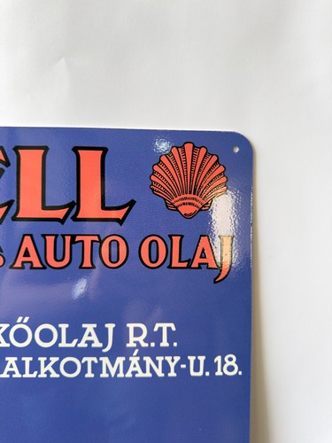 Vintage Shell Gasoline Sign - BENZIN ES AUTO OLAJ – XL Sign - 24"x16"(60x40 cm) - Picture 9 of 14