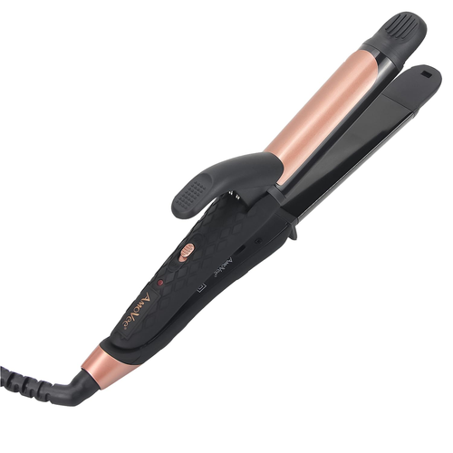 Mini Curling Iron, 1 Inch 2 in 1 Flat Iron for Travel, Dual Voltage