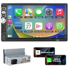 Single 1Din 7" Car Stereo Radio Touch Screen For Apple/Android CarPlay Bluetooth