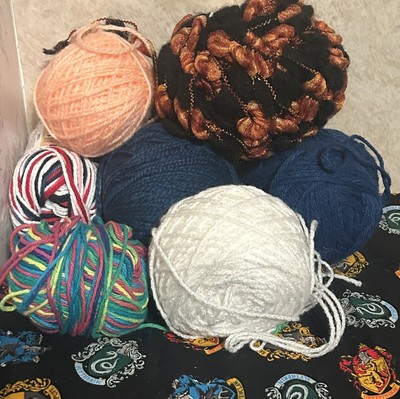 Mix Lot Of  8 Random Textured Colorful Scrap Yarn ~ As Pictured