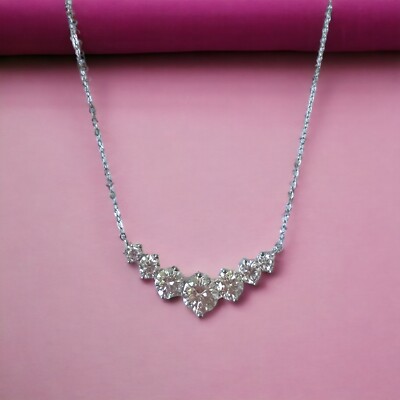 2.8 Ct Moissanite  Graduated Necklace In 925 Sterling Silver 17 - 19 Inches