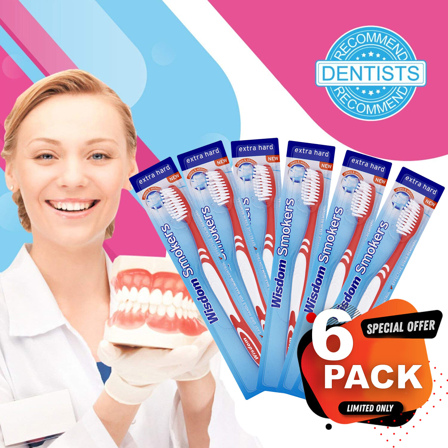 6x Wisdom Smokers Stain Remover Toothbrush Extra Hard Bristles eBay