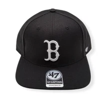 '47 Boston Red Sox Captain No Shot Black/White Logo Adjustable Snapback Hat Cap