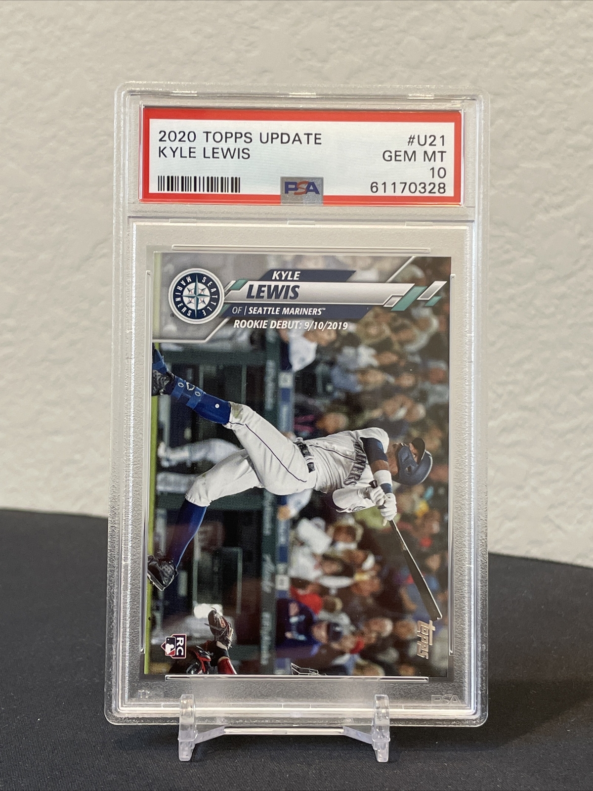 2020 Topps Update Kyle Lewis Rookie Debut PSA 10 Gem Mint Seattle Mariners #U21