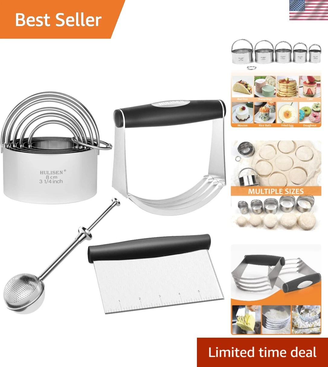 Stainless Steel Biscuit Cutter Set, Flour Duster, Pastry Scraper and Dough Bl...
Opens in a new wind
