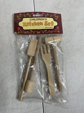 Kids Baking Utensil Set Kitchen Wooden fork, masher, mallet, spatula