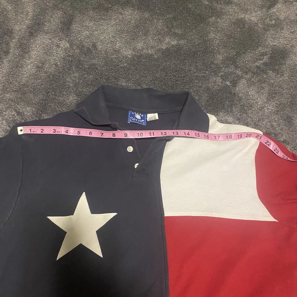 Texas Flag Polo Shirt Adult Men’s XXL Blue Red Lone Star State Vintage TX Cotton - Image 4 of 4