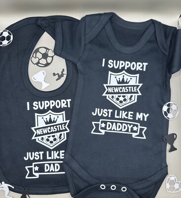 Newcastle FC Personalised Football Novelty Vest BabyGrow Bib Gift