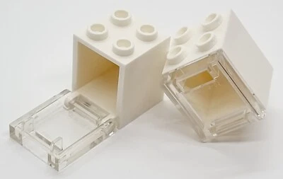 LEGO 2 x Box Container 2x2x2 weiß transparent weiß klar TOP - Bild 1 von 3