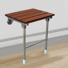 14.9"x12.2" Folding Shower Seat - Wall Mounted Solid Wood Fold Down Spa Bench