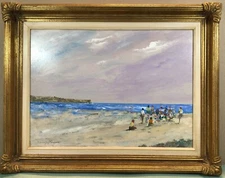 Donald Fraser Beach Gathering Acrylic Framed Painting