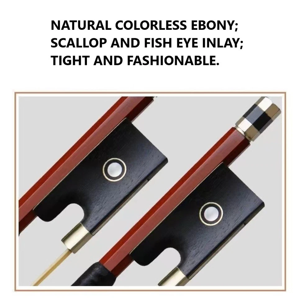 Adjustable Rosewood Violin Bow Full Size 4/4 3/4 1/2 1/8 1/4 Real HorseHair NEW - image 3 of 4