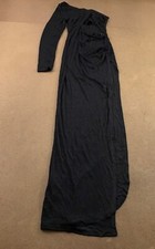 Shein Women's Size 6 Black One Shoulder O-Ring Cut Out Split Thigh Dress New