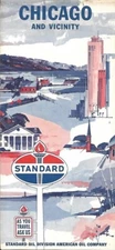 1964 STANDARD OIL Road Map of CHICAGO Illinois Route 66 Joliet Evanston Waukegan
