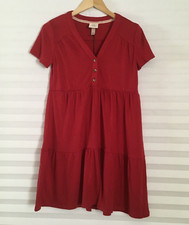 Knox Rose Summer Dress Size S Short Sleeve Tiered Flowy Safari Red NEW