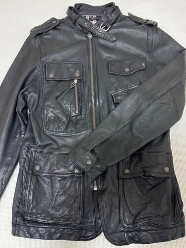 AVIREX Sheep Leather Single Riders Jacket Blouson Men Size L Black From Japan - Picture 1 of 8