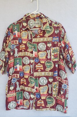 Reyn Spooner American Classics Sz L Diner Apollo Hamburger  Woman Waitress Hawai