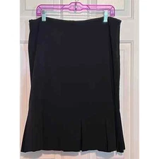 AB Studio Women's Black Pleated Skirt Zips on the Side Size 10 23 1/2" Long