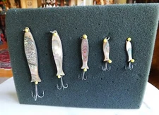 Vintage Collection of 5 Extremely Rare Early Double-Sided Abalone Lures