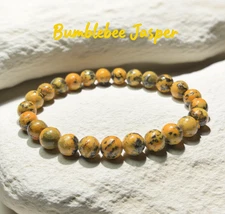 Natural Bumblebee Jasper Stone Stretch Bracelet Yellow Gemstone Healing Bracelet