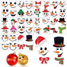80pcs Snowman Christmas Rub on Transfer Stickers Furniture Crafts Snowman Fac...