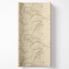 Cotton Cream Map Adventure Diaper Changing Pad Cover, Vintage Explorer tan