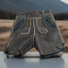 Vintage German Lederhosen Suede Leather Trachten Shorts Oktoberfest 22 W/4 L