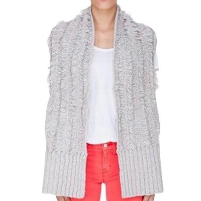 Marc by Marc Jacobs Cardigan Sweater Vest Eyelash Fringe Gray Chunky Knit XS/S