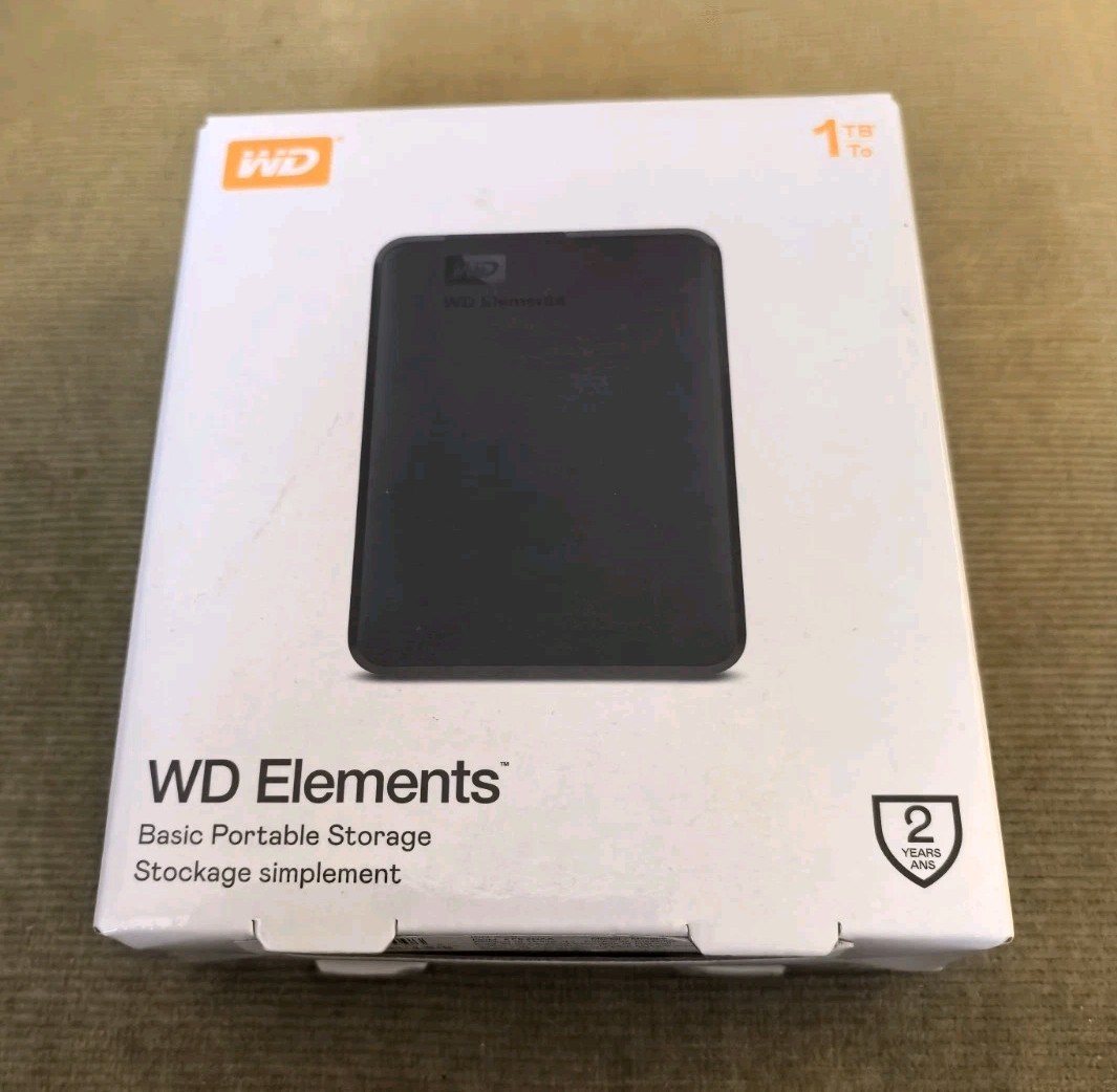 Western Digital Elements Portable External Hard Drive 1 TB USB 3.0-New & Sealed