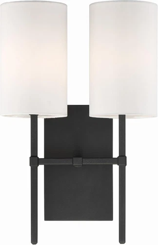 Elegant Veronica Black Forged 2-Light Wall Sconce for Stylish Lighting - Picture 1 of 9