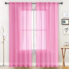 SpaceDresser Basic Rod Pocket Sheer Voile 52"W x 84"L Pack of 2 , Pink