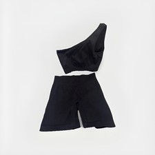 Women  s Black Workout Set 2 Piece Activewear Gym Outfit Crop