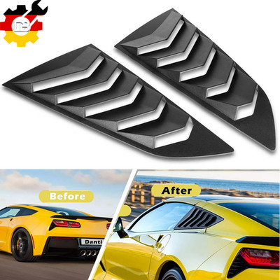 Side Window Louver Cover Sun Shade Vent Matte Black for 2014-2019 C7 Corvette