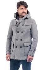 Cappotto Uomo Doppiopetto Cappuccio Giubbotto Invernale Giubbino Casual VEQUE