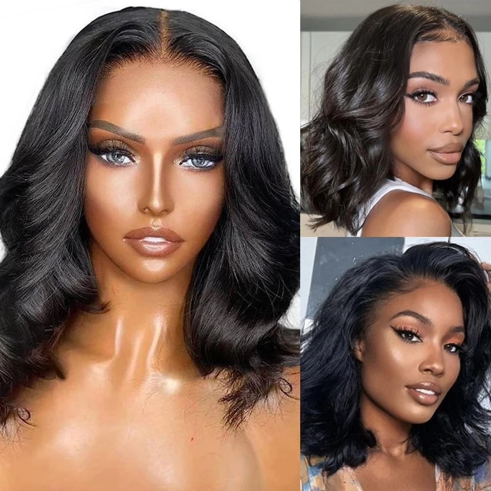 Wear and Go Glueless Wigs Human Hair Pre Plucked Pre Cut 4x4 Body Wave Bob Wig - Image 2 of 4