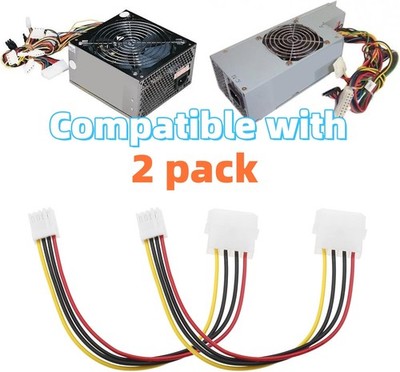 （2 Pack) 4-pin Molex Male (LP4) to 4-pin Floppy FDD Female (SP4) Power Cable