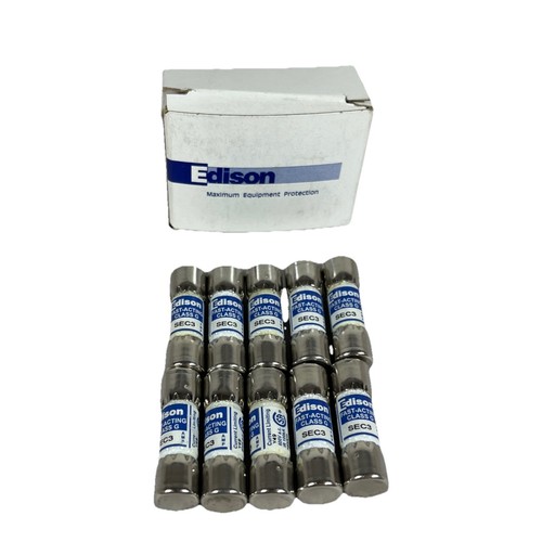 Neu Box mit 10 Edison Bussman SEC3 3 AMP Klasse G schnell wirkende 600 V Sicherung neu im Karton - Bild 1 von 3