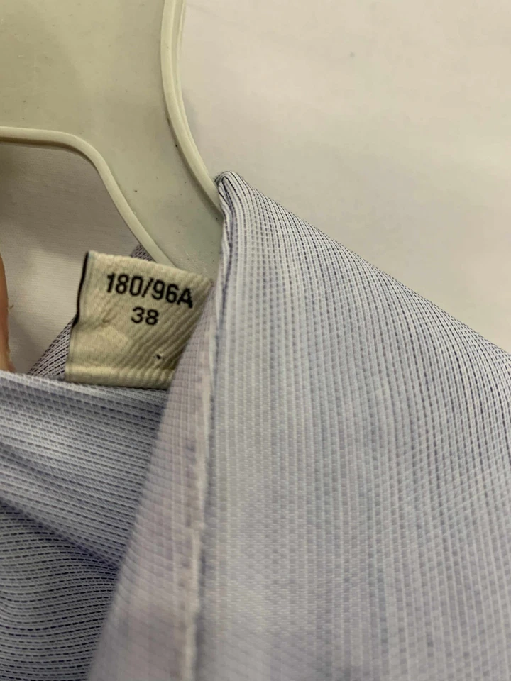 Camisa de vestir Burberry London calce clásico para hombre 15,5 39 (M) azul a rayas larga #C8 Foto 4 de 4
