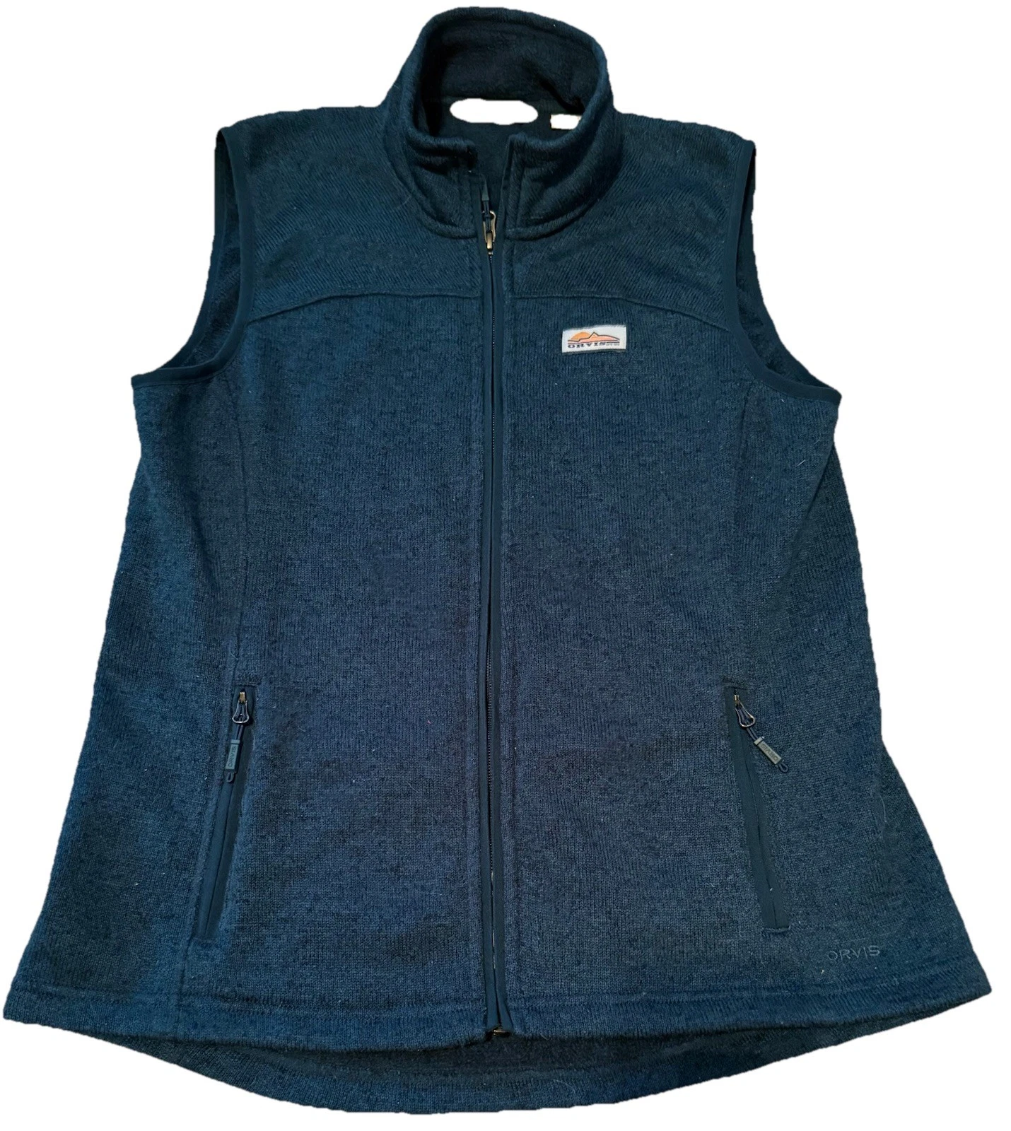 ORVIS Fleece Sweater Vest mens Medium Zip Up Recycled Polyester Teal Outdoor