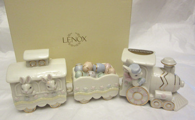 VTG Lenox Occasions Easter Train Set Porcelain Bunny Rabbits w/ Eggs 3 Piece Set