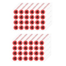 480pcs 5 Dollar Price Stickers Price Tag Labels 3/4, Price Tags Preprinted Black