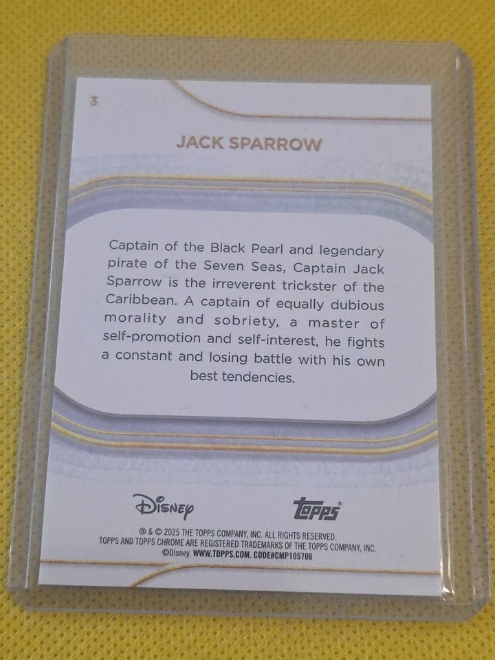 2025 Topps Chrome Disney Jack Sparrow Live Action Green /99 - Image 2 of 2