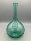 Vintage 1960's Blenko-Style Crackle Glass Vase Sea Green Color No Stopper