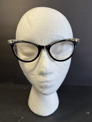 Vintage Women's Cat Eye Glasses Black with Rhinestones and White Stones