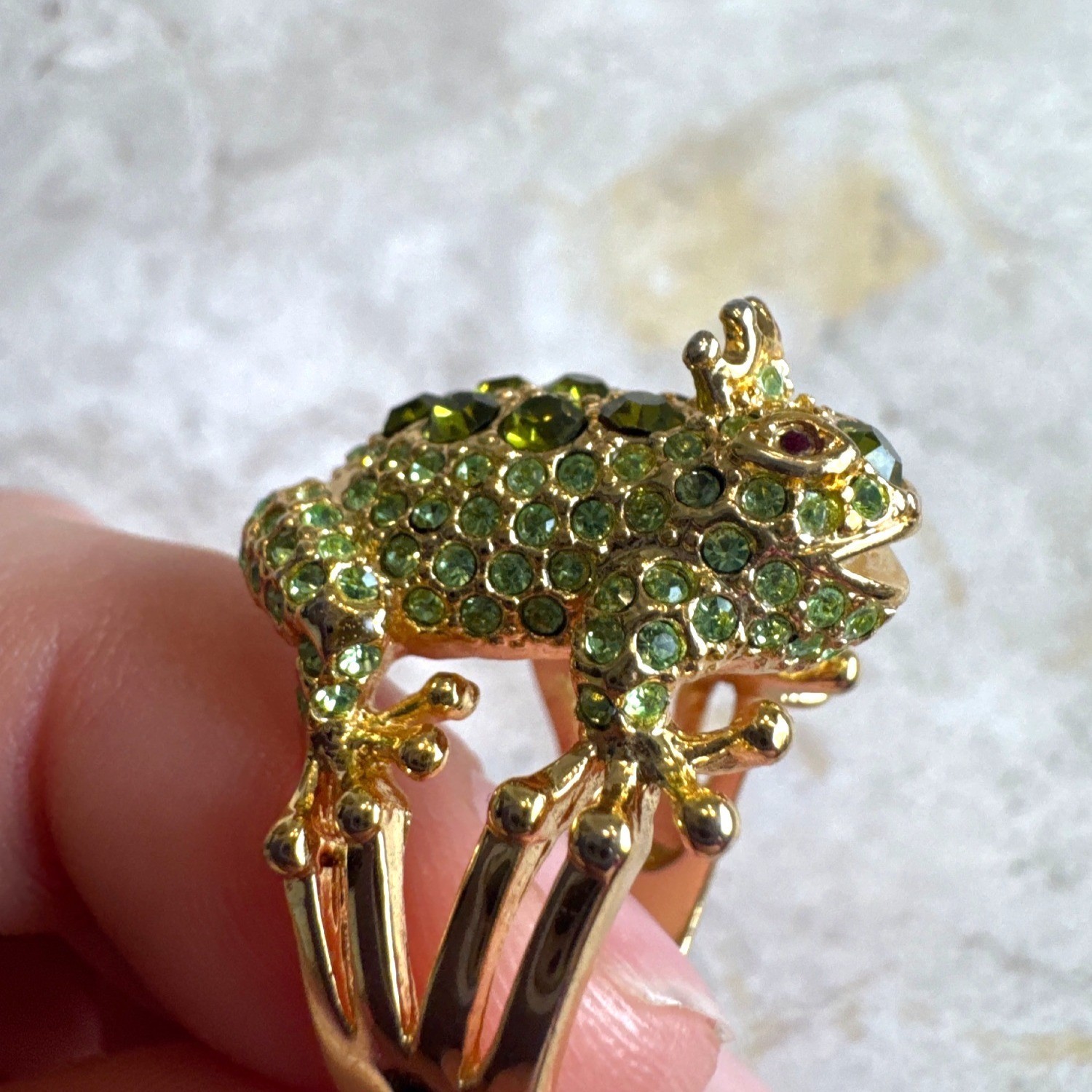 Prince Charming Frog Statement Ring Gold Tone Siz… - image 3