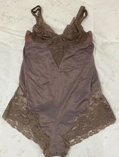 VICTORIA'S SECRET - Light Brown Satin and Lace Bodysuit - Women's - Small