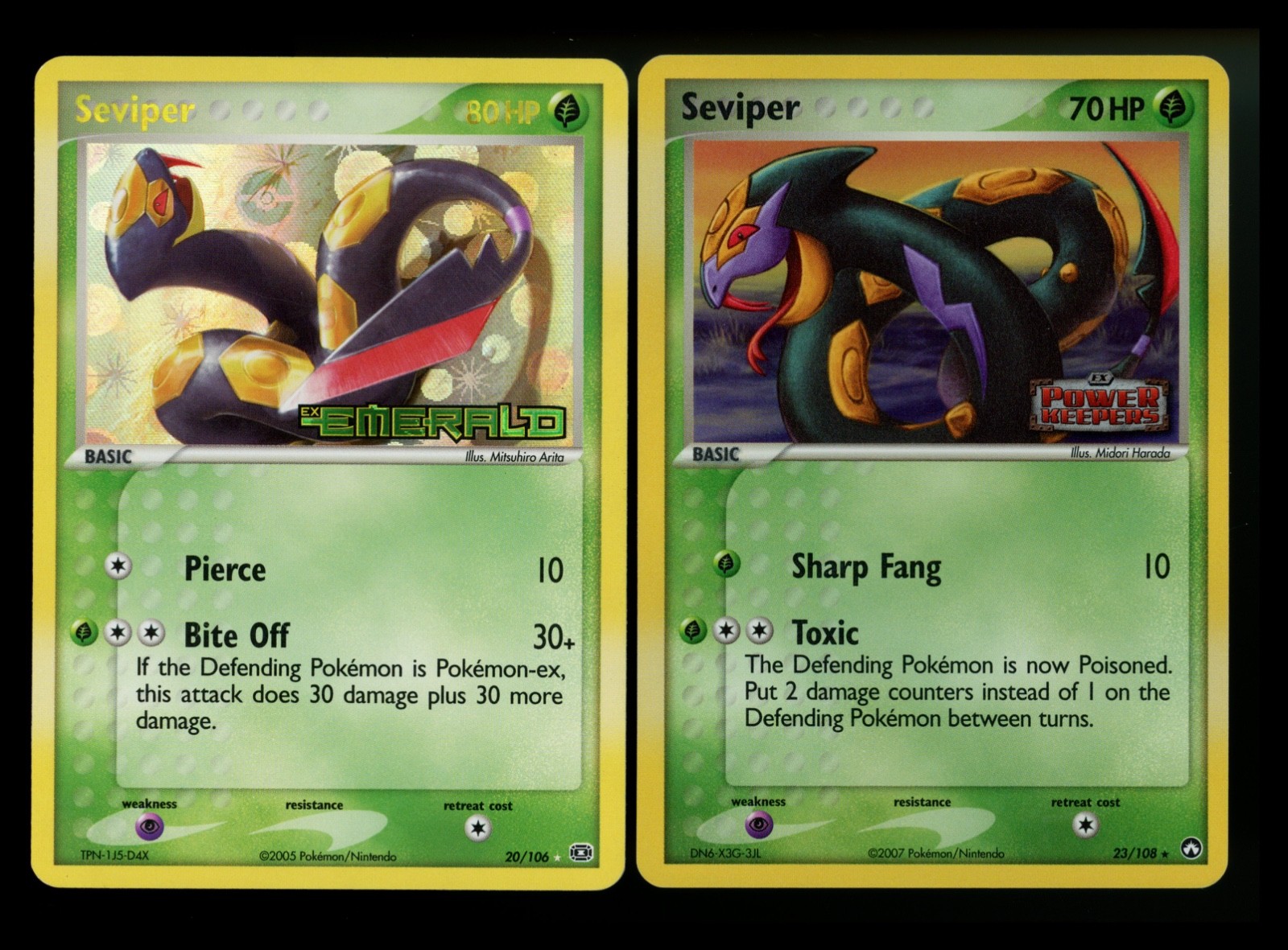 Seviper 20/106 EX Emerald 2005 Reverse 23/108 Power Keepers Holo Pokemon Card