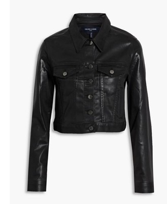 VERONICA BEARD Damen Cropped jeansjacke ''cara'' mit beschichtung in schwarz XL