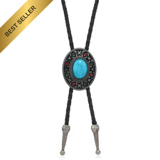 Eohak Western Cowboy Leather Bolo Tie Rodeo Necktie for Men Women